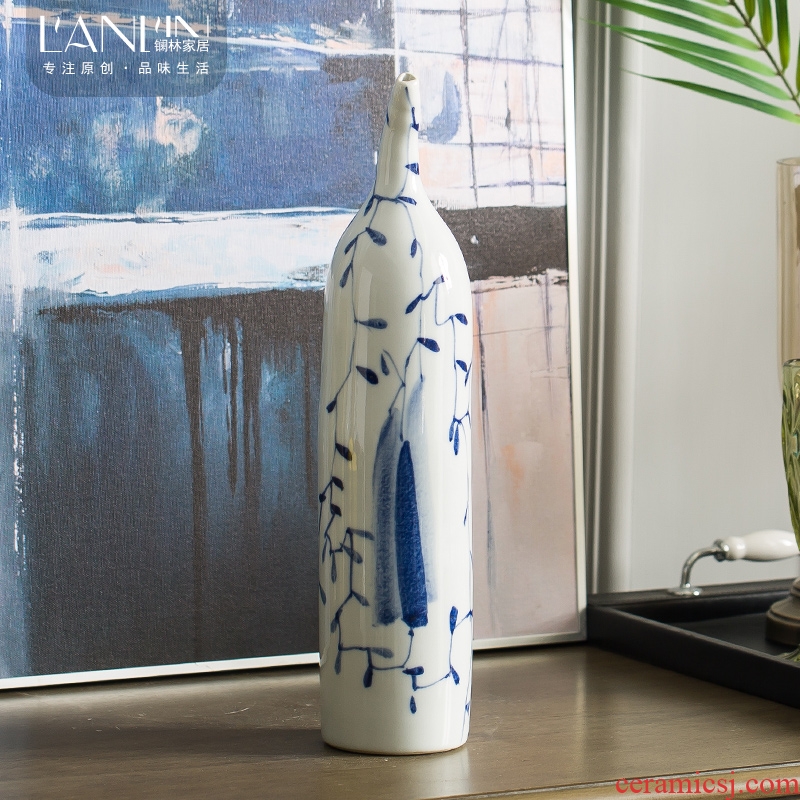 Ceramic vase furnishing articles sitting room furniture put dry flower contracted and contemporary art decorative flower implement wind blue and white porcelain arts and crafts