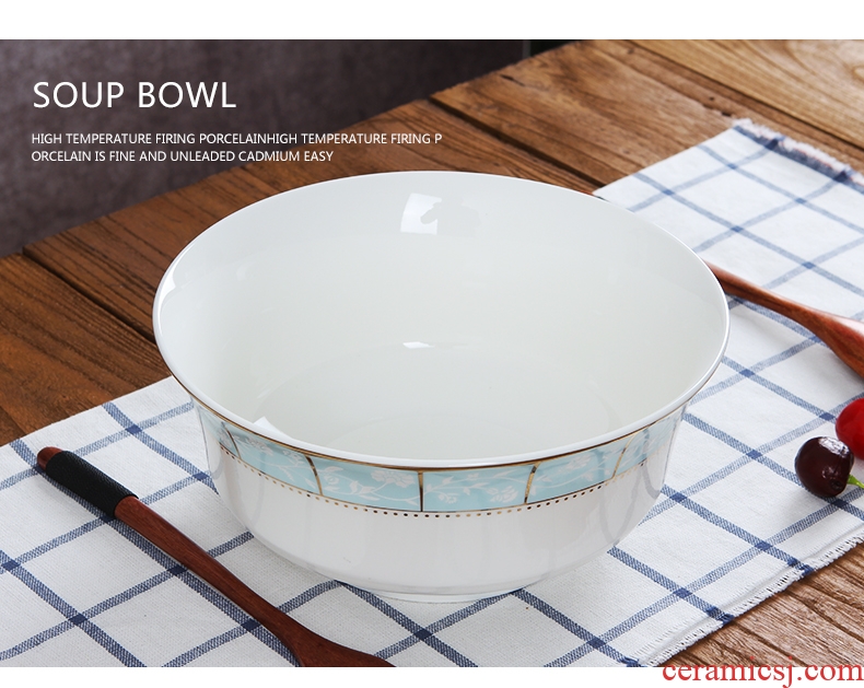 Jingdezhen ceramic household size 8 inches contracted to eat the hot soup bowl noodle bowl can microwave tableware