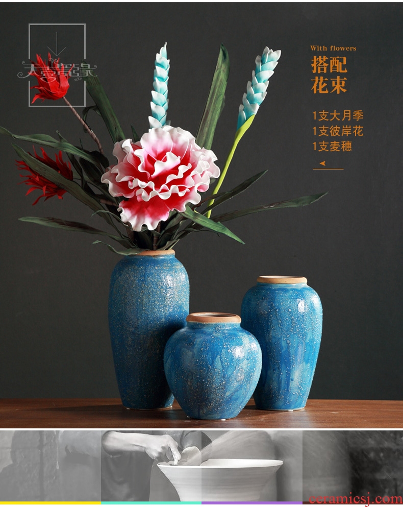 Jingdezhen ceramic flower vases furnishing articles of the sitting room TV ark wine household craft ornaments clay coarse pottery