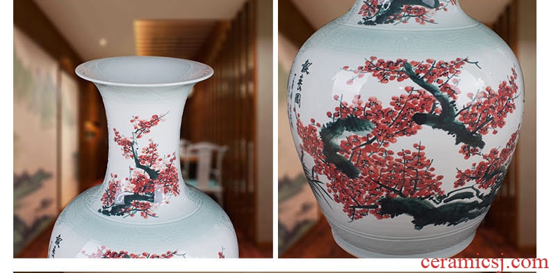 Day hao jingdezhen hand-painted ceramic vase lotus harbinger figure of large sitting room hotel home handicraft furnishing articles