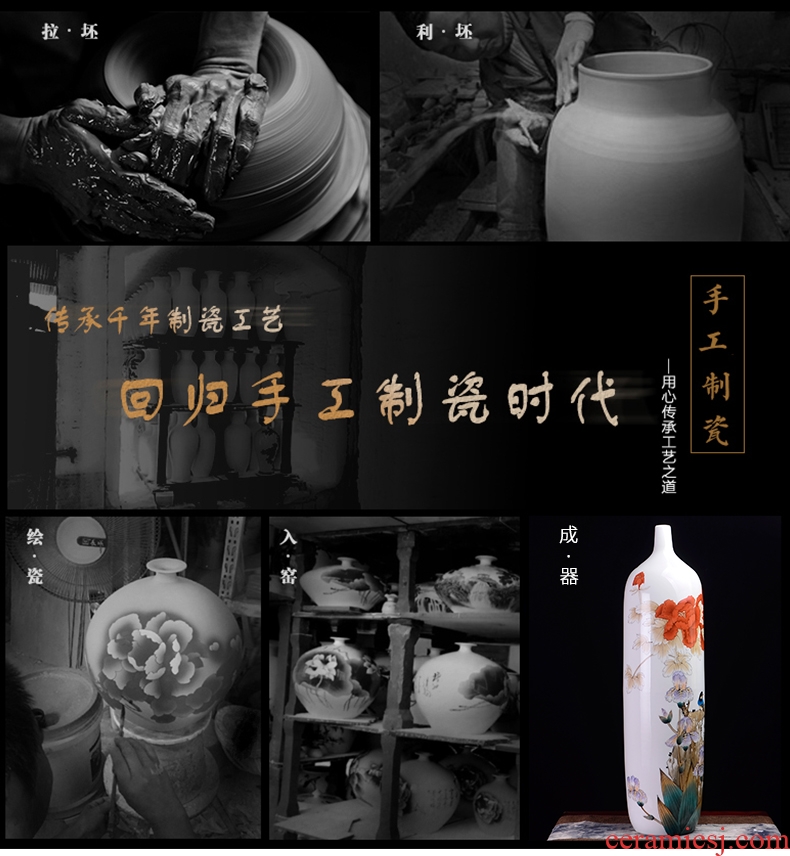 Jingdezhen ceramics by hand riches and honor peony high ground vases, large home sitting room adornment is placed
