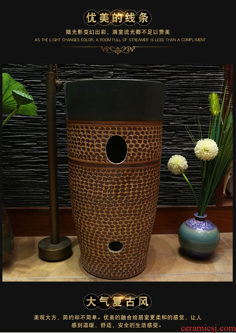 JingYan pillar stone Mosaic art basin ceramic basin of pillar type lavatory basin vertical lavabo one-piece column