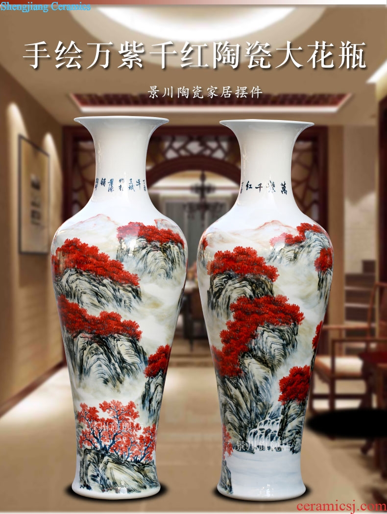 Jingdezhen ceramics antique hand-painted youligong flower arranging big vase home sitting room ground adornment furnishing articles