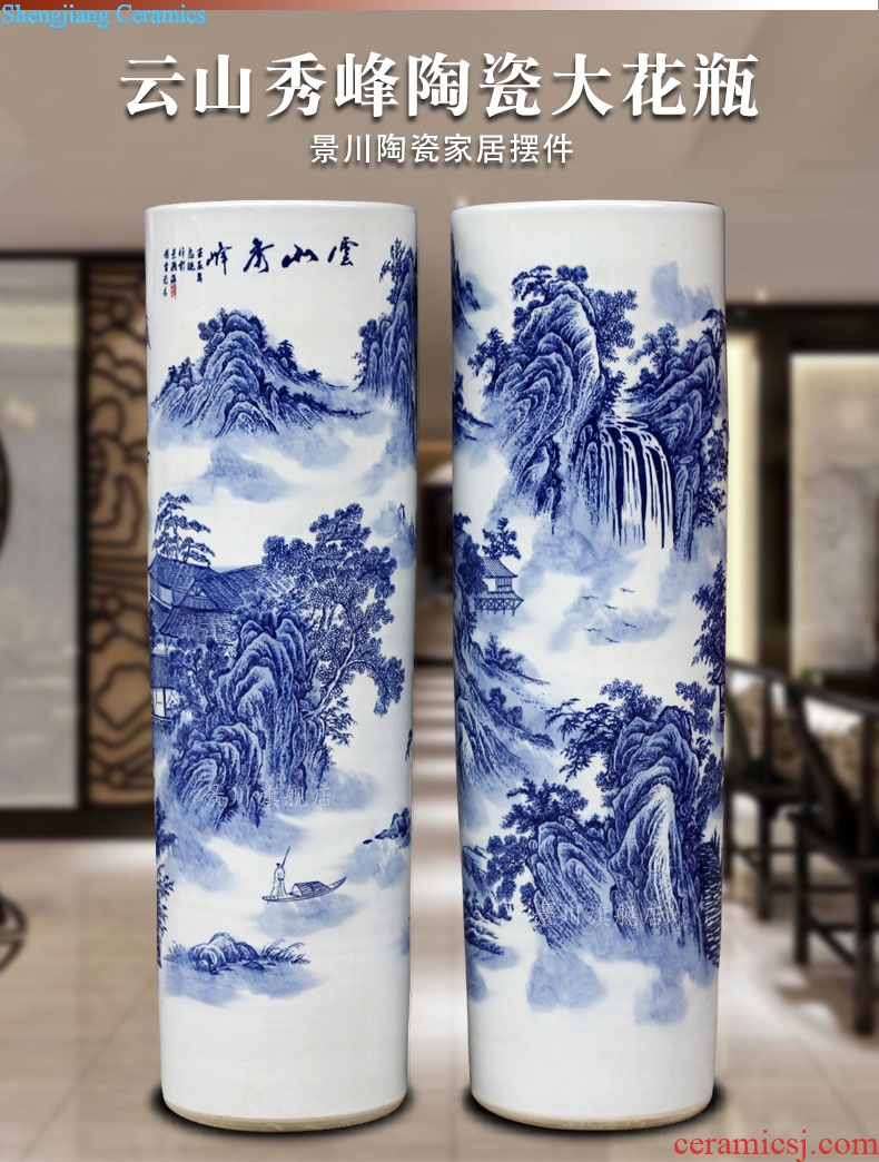 Jingdezhen blue and white porcelain is hand-painted landscape painting ceramic quiver of large vases, furnishing articles home sitting room accessory products