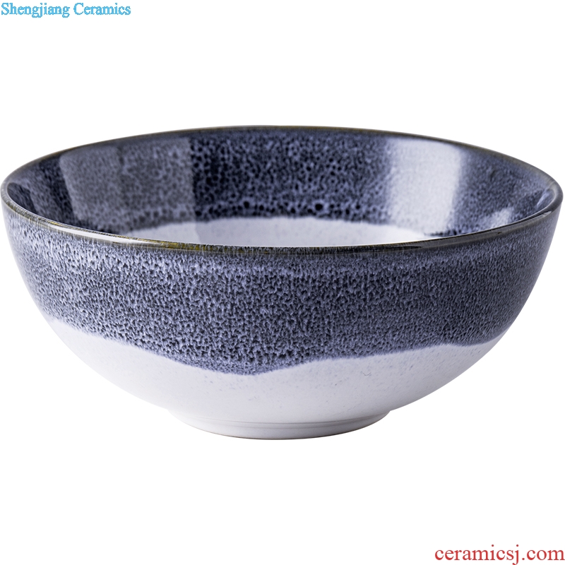 Ijarl million fine blue and white Japanese household creative jobs rainbow noodle bowl bowl salad bowl porcelain tableware in the kitchen
