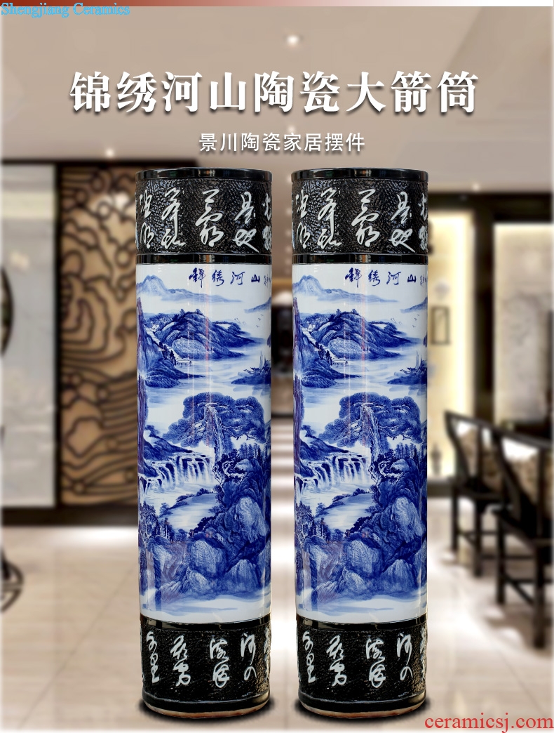 Blue and white porcelain of jingdezhen ceramic hand-painted expeditions of large vases, home furnishing articles stores the hall decoration
