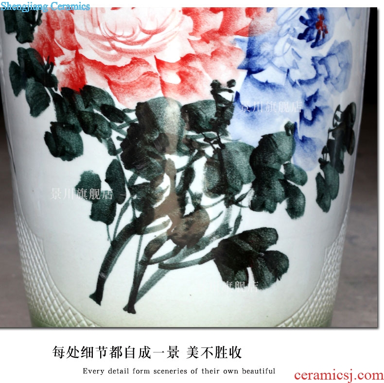 Jingdezhen ceramics big vase hand-painted blooming flowers harbinger figure ground modern living room to live in a large place