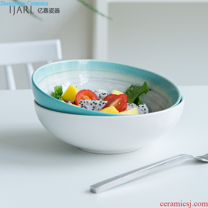 Ijarl million jia ice crack glaze ceramic tableware soup bowl rainbow noodle bowl dish bowl of boreal Europe style big bowl stars