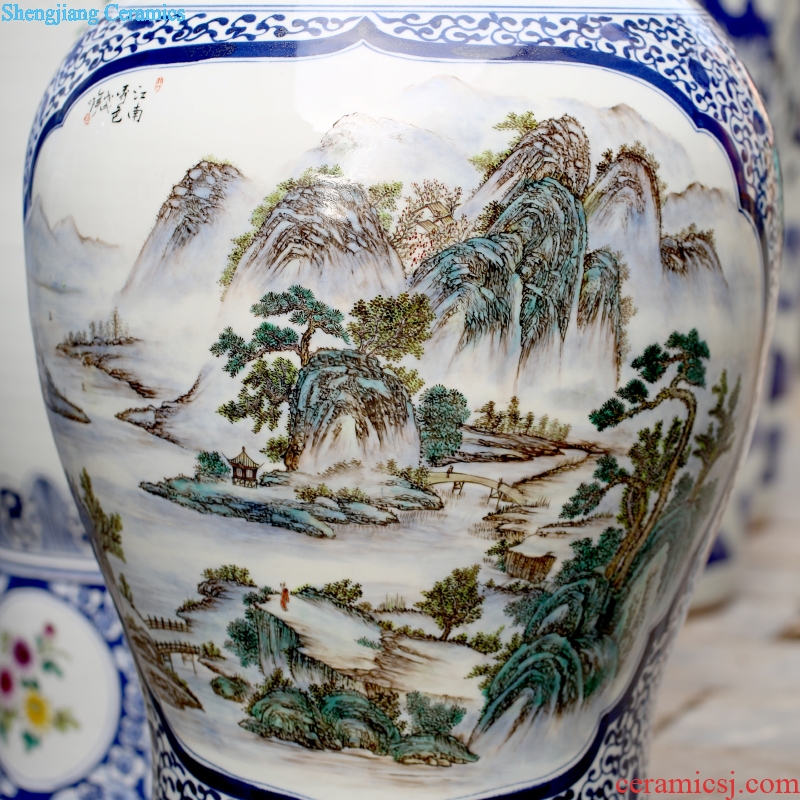 Jingdezhen ceramic general large vase hand-painted jiangnan xiuse tank house sitting room place opening gifts