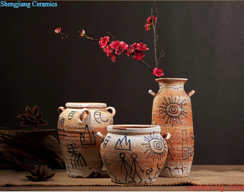 Zen of pottery and porcelain vase Chinese style restoring ancient ways is coarse pottery do old earthenware jar of primitive simplicity porch is decorated furnishing articles flowers, flower arranging