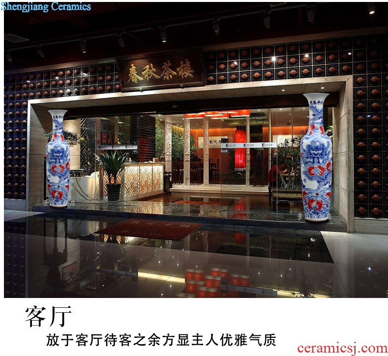 Jingdezhen ceramics, Kowloon 18 carp landing big vase yards opened the gift porcelain sitting room hotel company