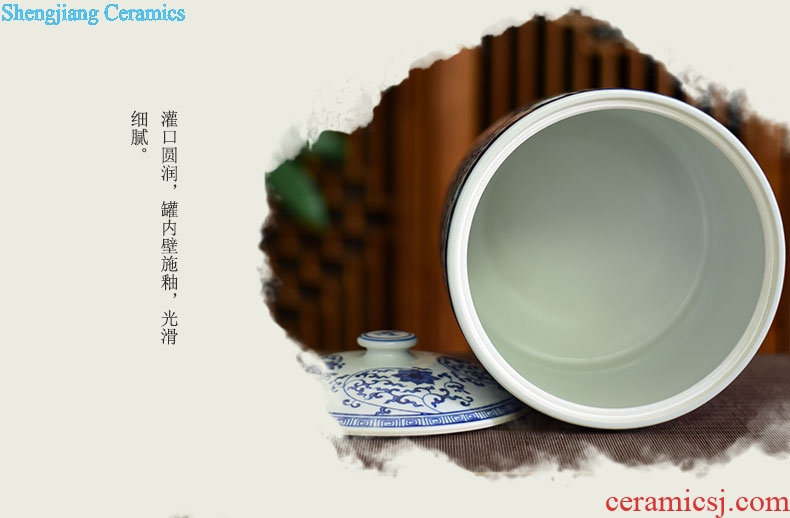 Blue and white porcelain of jingdezhen ceramics furnishing articles caddy pu-erh tea cake store receives the seventh, peulthai the tea cake tin of storage tank