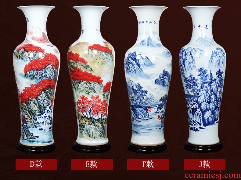 Jingdezhen ceramics high white large blue and white porcelain vase hotel opening gifts sitting room adornment is placed