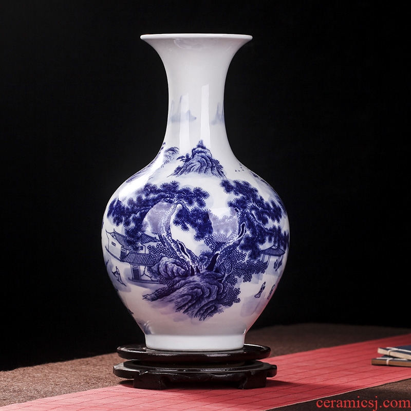 Jingdezhen blue and white porcelain vase household wine ark adornment ceramics handicraft furnishing articles furnishing articles vase ceramics sitting room