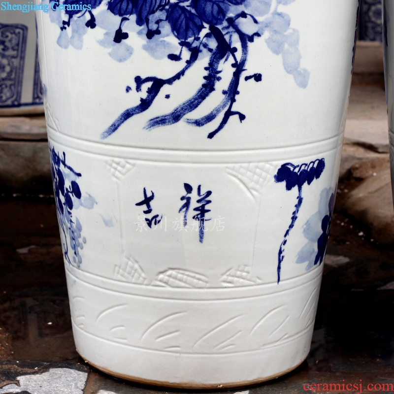 Jingdezhen ceramic hand-painted blooming flowers large vases, flower arrangement home sitting room hotel office furnishing articles