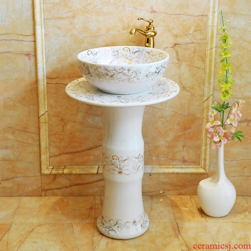 JingYan pillar of European art basin ceramic pillar type lavatory floor type basin vertical basin sink a whole column