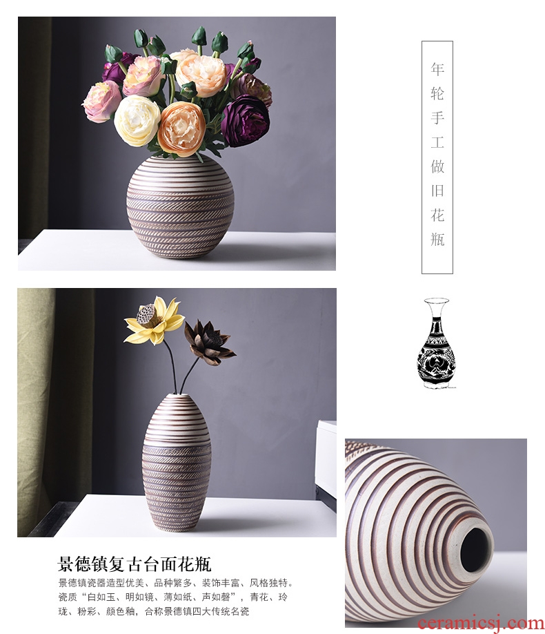 Contemporary and contracted desktop ceramic floret bottle coarse pottery dried flowers flower arrangement Europe type restoring ancient ways is the sitting room adornment is placed