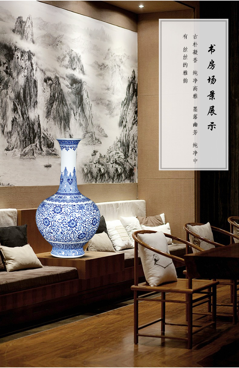Jingdezhen ceramics imitation qianlong new Chinese blue and white porcelain vases, flower arrangement sitting room porch rich ancient frame furnishing articles