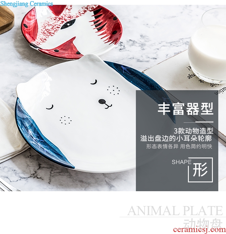 Million jia creative cartoon meal plate household ceramic dishes lovely fruit snacks snacks breakfast tray plates