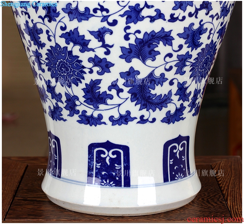 Tangles of blue and white porcelain lotus flower general tank storage tank of jingdezhen ceramics vase mesa of modern home decoration furnishing articles