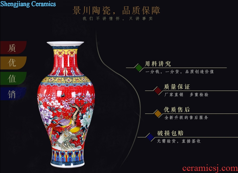 Mesa of jingdezhen ceramic vase colored enamel Chinese antique household flower adornment handicraft office furnishing articles