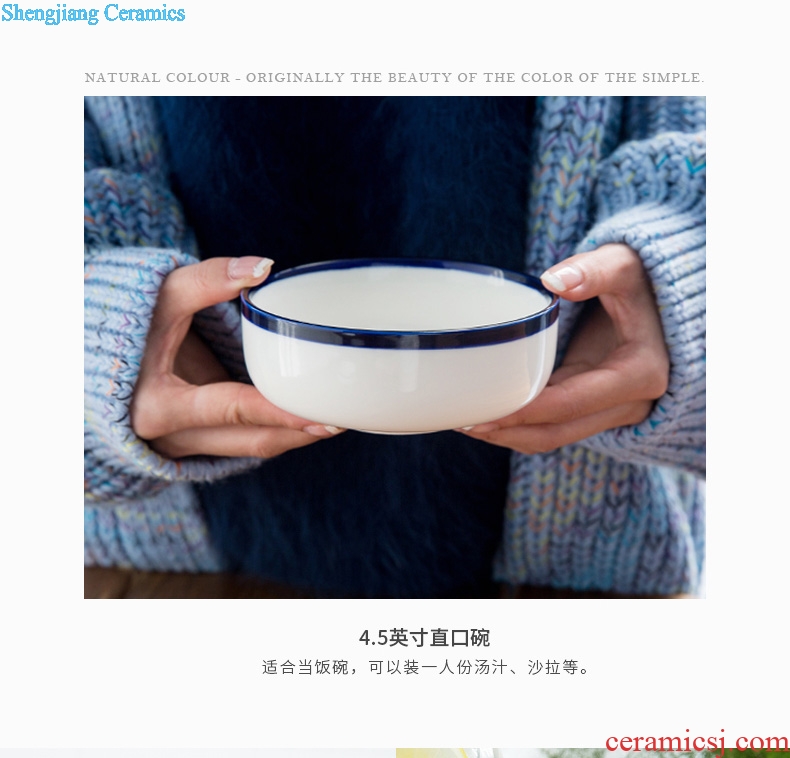 Million jia creative ceramic bowl rainbow noodle bowl bowl home a large soup pot soup bowl microwave li riceses leave