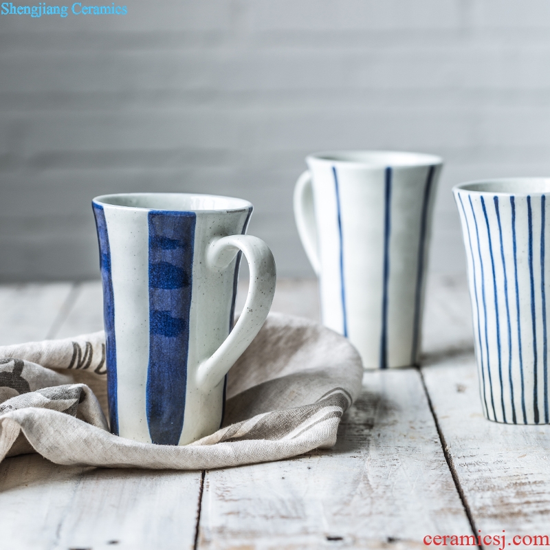 Million jia creative contracted stripe ceramic mugs personality drink tea cup milk cup, valentine