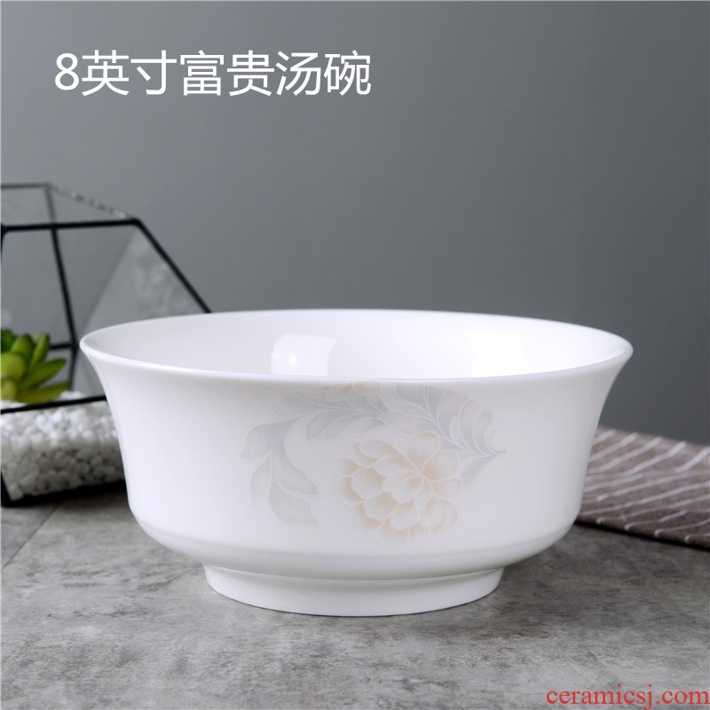Jingdezhen ceramic tableware creative contracted household 8 inches saucepan bubble rainbow noodle bowl large bowl of soup bowl dish bowl of soup bowl