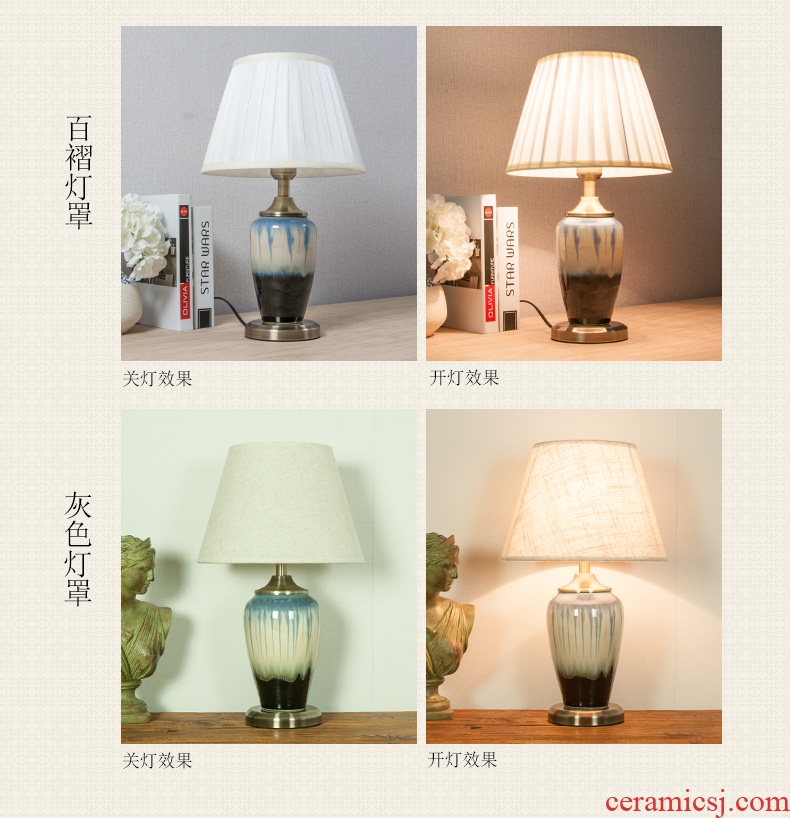 Ceramic lamp lamp of bedroom the head of a bed American contemporary and contracted hotels sitting room of Europe type restoring ancient ways of new Chinese style adornment lamps and lanterns