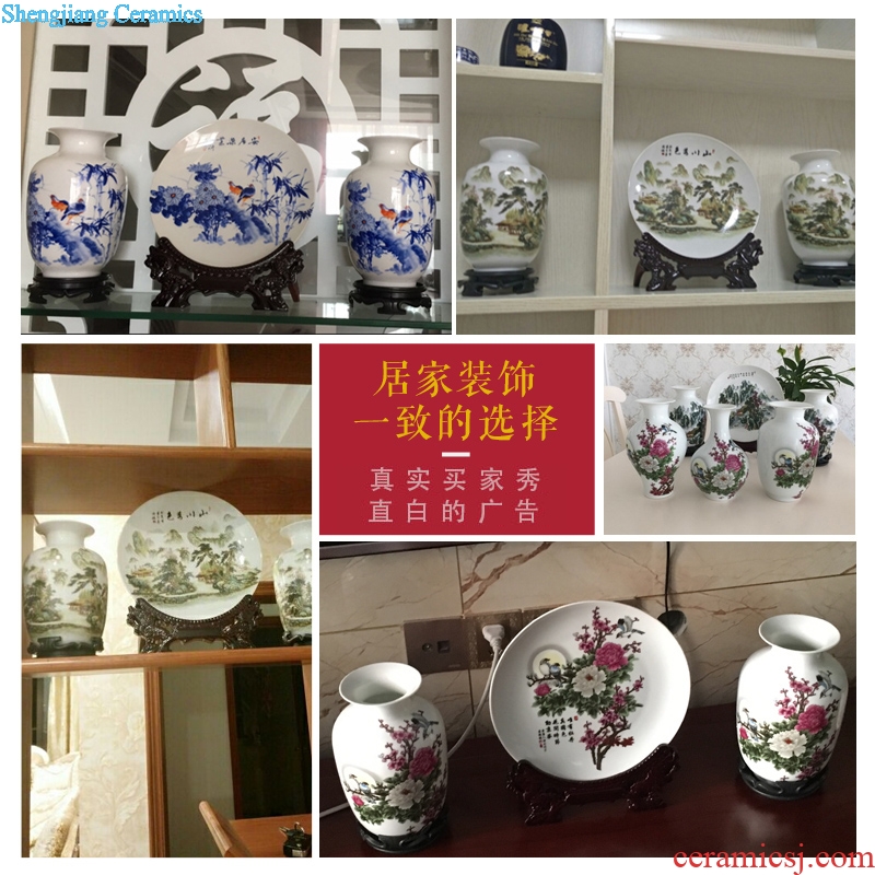 Porcelain of jingdezhen ceramics vase Chinese penjing flower arranging three-piece wine cabinet decoration plate of household decoration