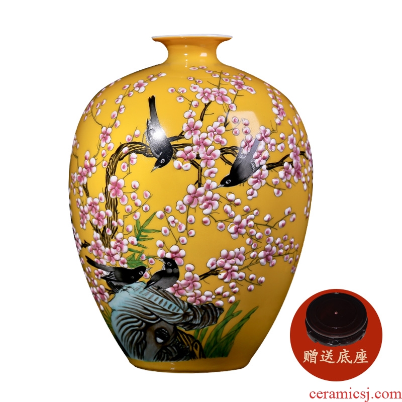 Jingdezhen ceramic hand-painted vases of new Chinese style household living room TV cabinet flower arranging furnishing articles handicraft ornament