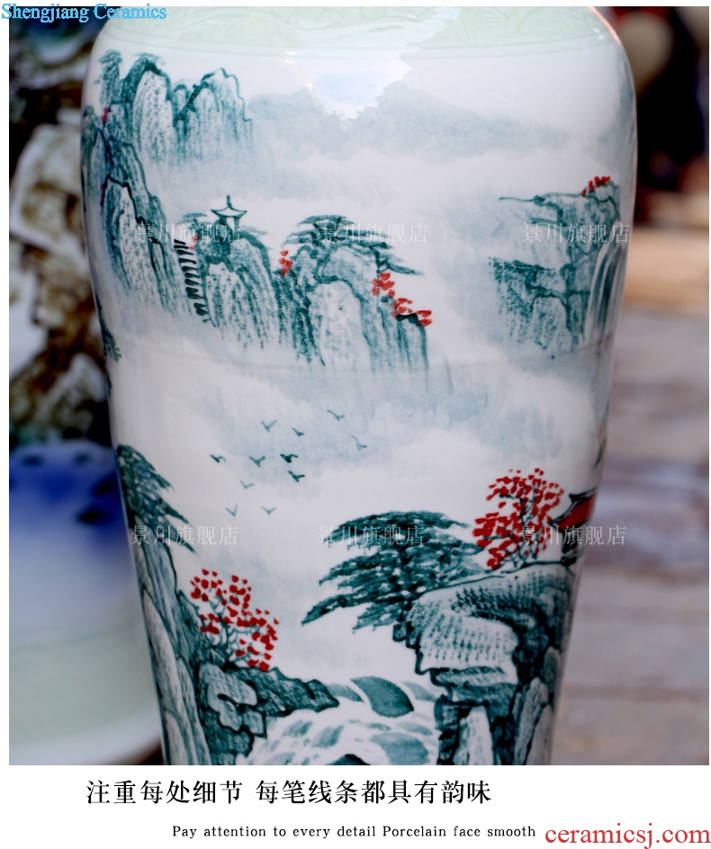 Jingdezhen home sitting room ground large jewelry hand-painted wind figure ceramic vase household of Chinese style furnishing articles