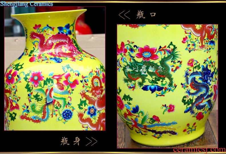 Jingdezhen ceramics Huang Longfeng ChengXiang vase home sitting room mesa desktop office furnishing articles, decorative