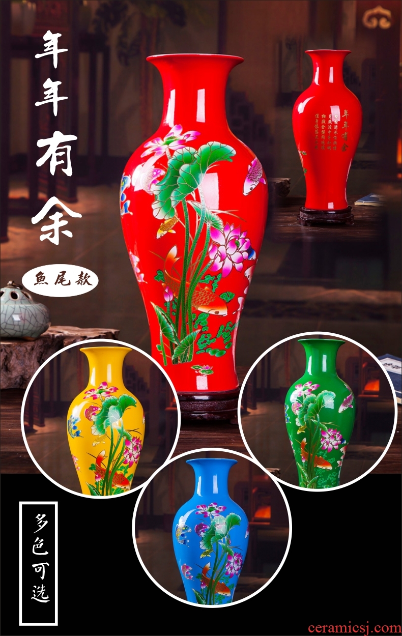 Jingdezhen ceramics wine red vase contemporary household adornment sitting room place vases, ceramic arts and crafts