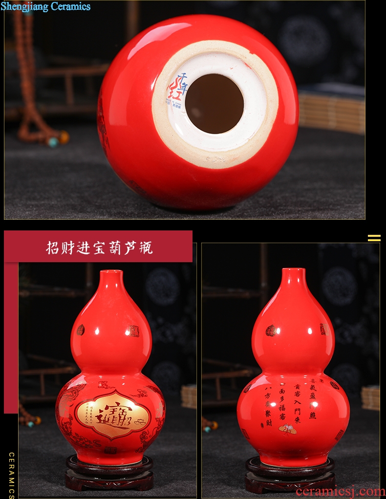 Jingdezhen ceramics China red longfeng gourd furnishing articles sitting room vase vases, modern home decoration