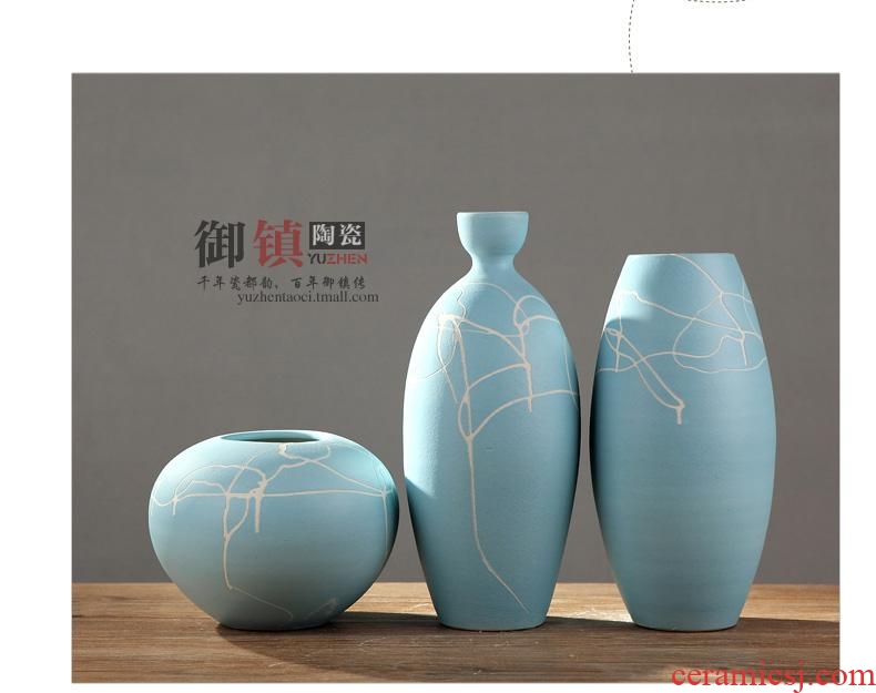 Jingdezhen home furnishing articles three-piece creative arts vase sitting room porch ark decoration TV ark