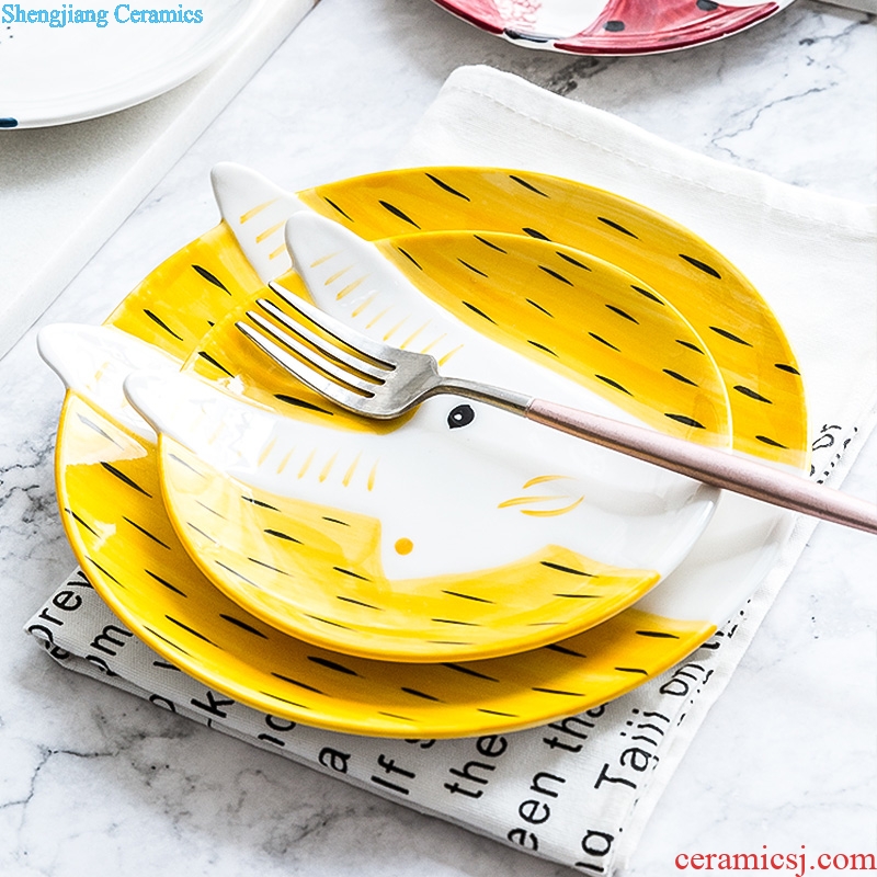 Million jia creative cartoon meal plate household ceramic dishes lovely fruit snacks snacks breakfast tray plates