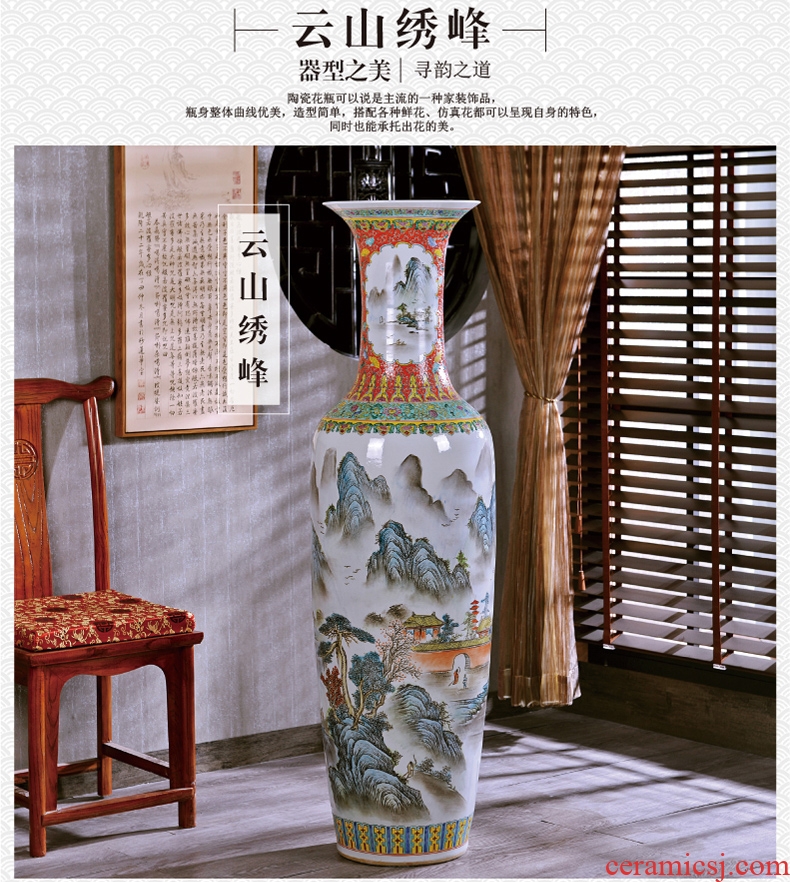 Jingdezhen hand-painted archaize pastel of large vase study of new Chinese style sitting room adornment hotel office furnishing articles