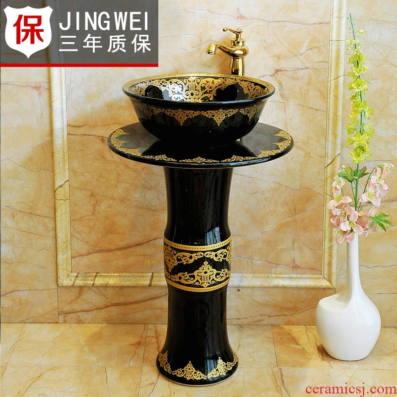 JingWei jingdezhen ceramic column basin of continental vertical lavatory toilet lavabo balcony shelf