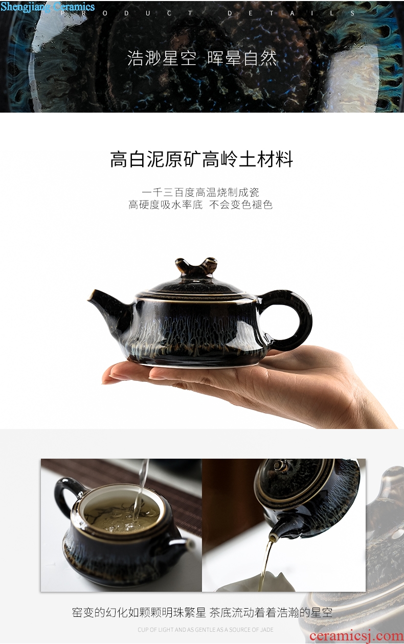 TaoXiChuan orchids temmoku glaze kiln jingdezhen ceramics horn kung fu tea set practical teapot
