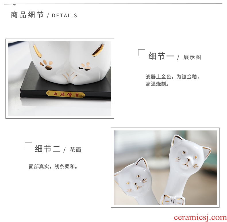 Jingdezhen ceramic creative furnishing articles animal lovers cat home television wine sitting room place handicraft ornament