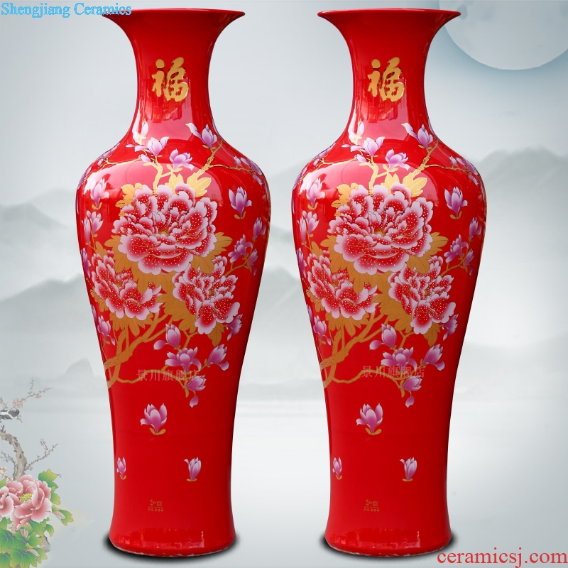 Jingdezhen ceramics festival Chinese red gold peony landing big vase household adornment porcelain porcelain furnishing articles