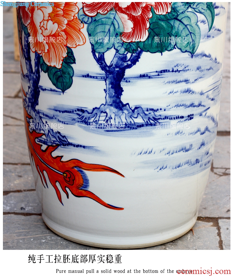 Jingdezhen ceramics hand-painted birds pay homage to the king carving landing big vase sitting room of Chinese style household furnishing articles ornaments