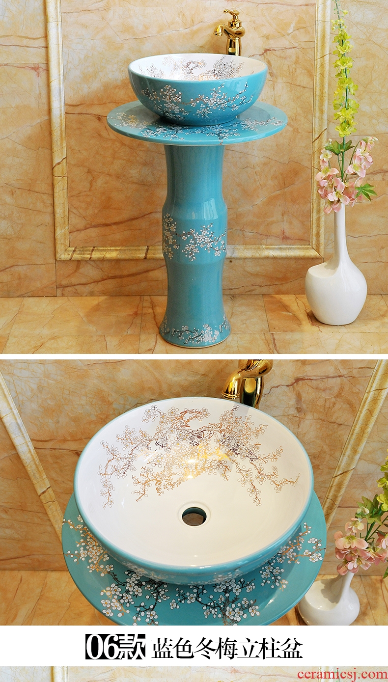 JingYan pillar of European art basin ceramic pillar type lavatory floor type basin vertical basin sink a whole column