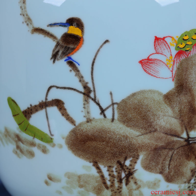 Jingdezhen ceramic hand-painted tea cake jar airtight jar large puer tea with restoring ancient ways of household