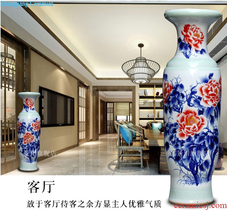 Hand color of large vase peony admiralty bottles of jingdezhen ceramics occupy the modern home furnishing articles sitting room