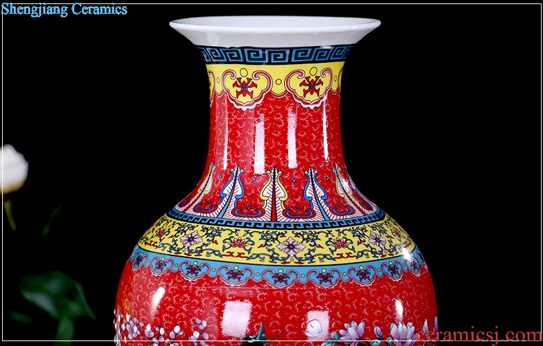 Mesa of jingdezhen ceramic vase colored enamel Chinese antique household flower adornment handicraft office furnishing articles