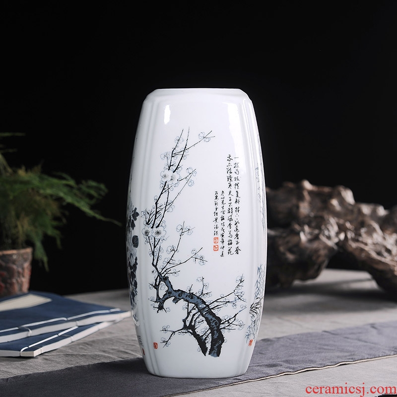 Jingdezhen chinaware bottle plum chrysanthemum flower arranging flowers wine TV ark adornment handicraft furnishing articles sitting room