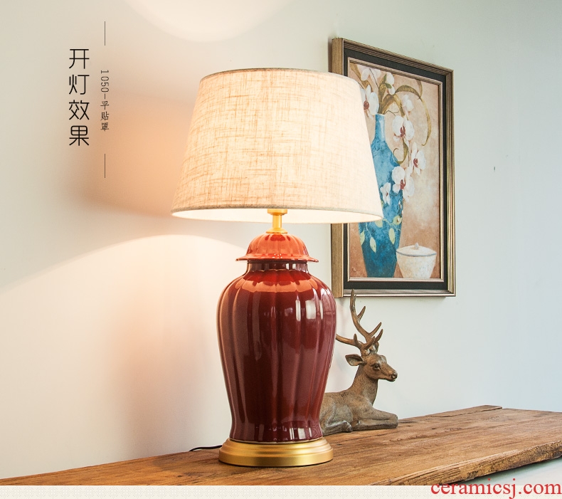 Ceramic copper all Chinese style wedding general desk lamp wedding festive red tank 1050 American sitting room the bedroom the head of a bed lamp