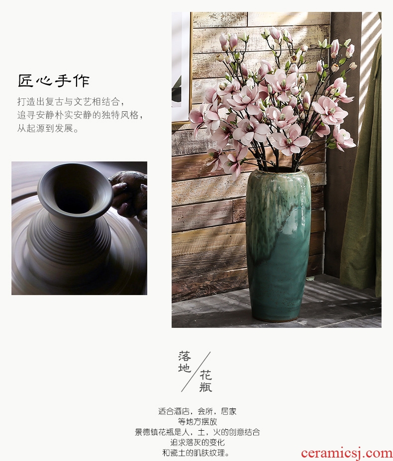 Vase furnishing articles flower arranging large sitting room ground jingdezhen ceramic handmade contracted Nordic artical vase